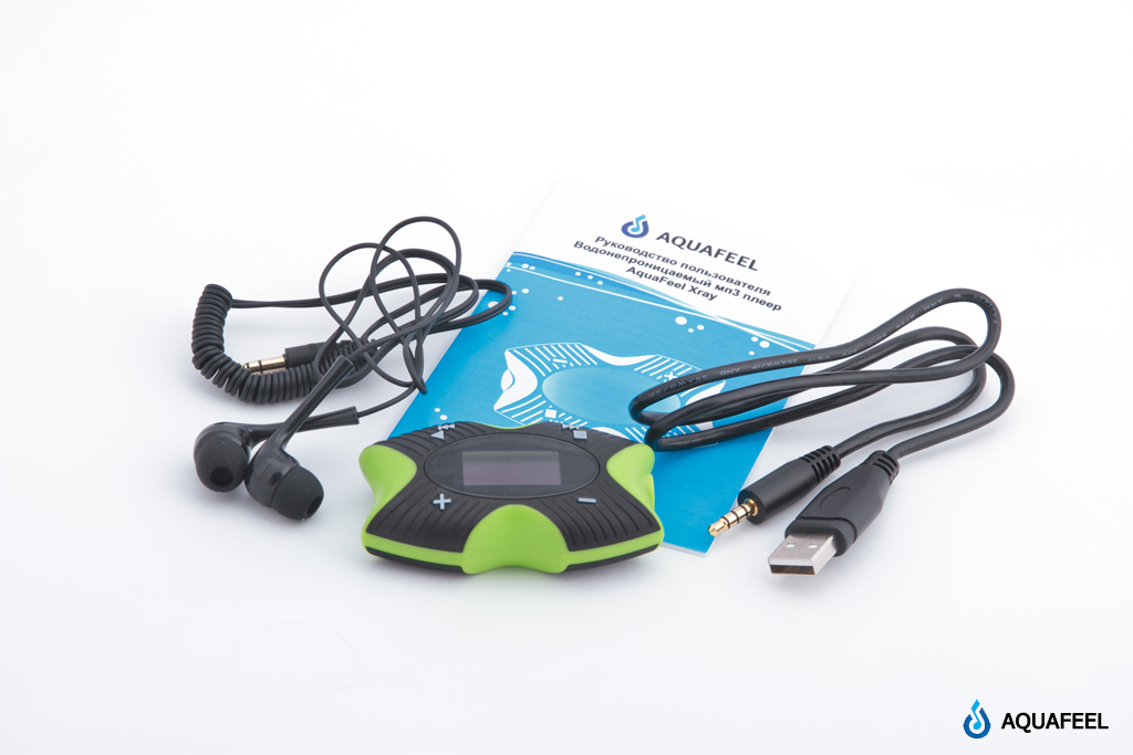 Водонепроницаемый MP3 плеер Aquafeel Xray 8GB, FM, Зеленый